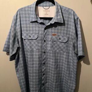 Orvis Men's Casual Blue Check Shirt. Short sleeve. XL. Like-new. 100% polyester.
